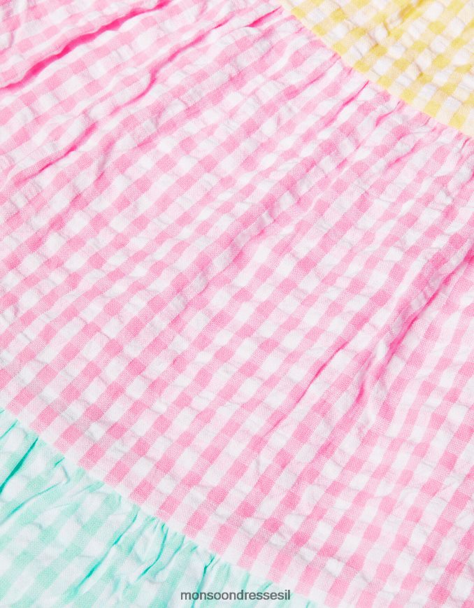 הַלבָּשָׁה Monsoon שמלת בלוק צבעוני ג'ינגהם לתינוק רַב יְלָדִים HTJ0TZ2160