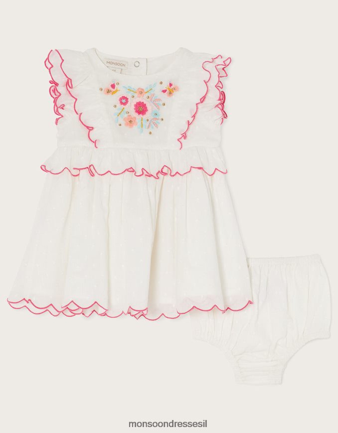 הַלבָּשָׁה Monsoon סט שמלה ותחתונים רקומים שֶׁנהָב יְלָדִים HTJ0TZ2163