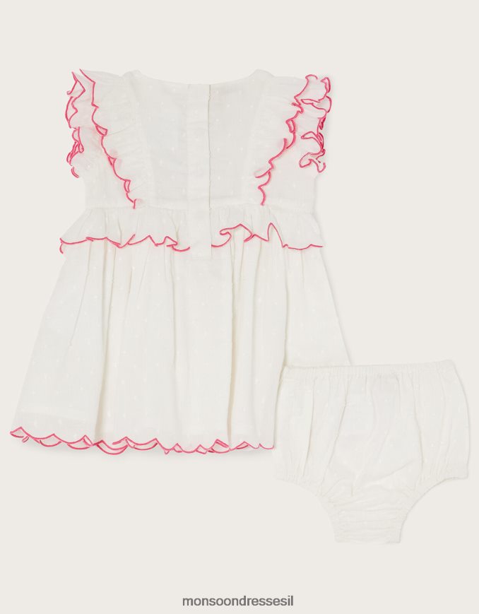 הַלבָּשָׁה Monsoon סט שמלה ותחתונים רקומים שֶׁנהָב יְלָדִים HTJ0TZ2163