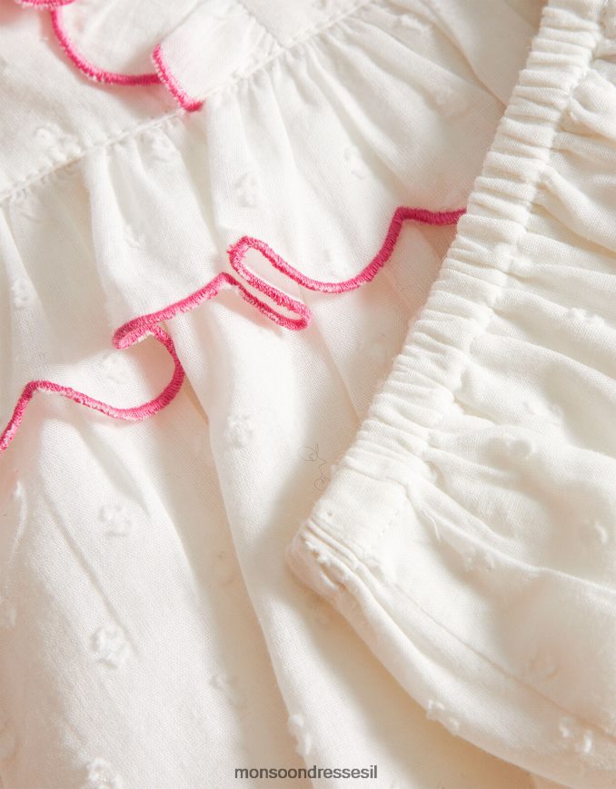 הַלבָּשָׁה Monsoon סט שמלה ותחתונים רקומים שֶׁנהָב יְלָדִים HTJ0TZ2163