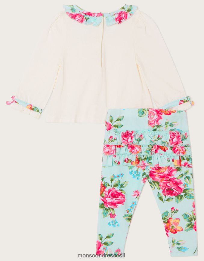 הַלבָּשָׁה Monsoon סט חותלות עם צווארון ג'רסי פרחוני בניילון והדפס כחול (אקווה) יְלָדִים HTJ0TZ2166
