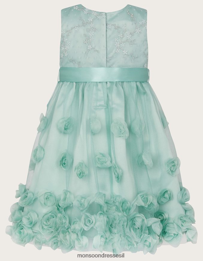 הַלבָּשָׁה Monsoon שמלת קיסוס תלת מימדית גבוהה נמוכה ירוק ילדה HTJ0TZ2169