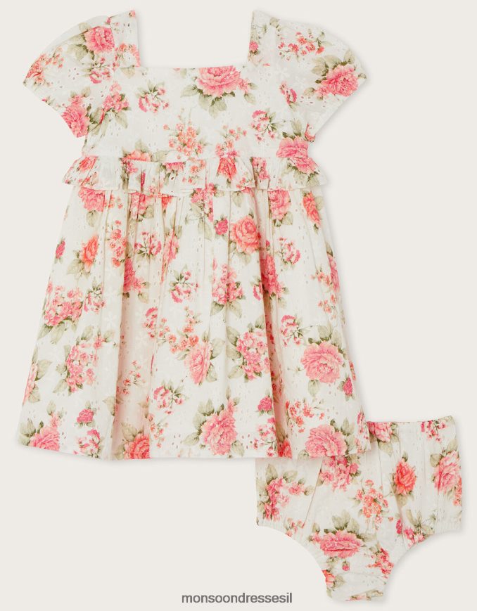 הַלבָּשָׁה Monsoon סט שמלת תחתונים ותחתונים פרחוני ורדים כתום (אלמוגים) יְלָדִים HTJ0TZ2171