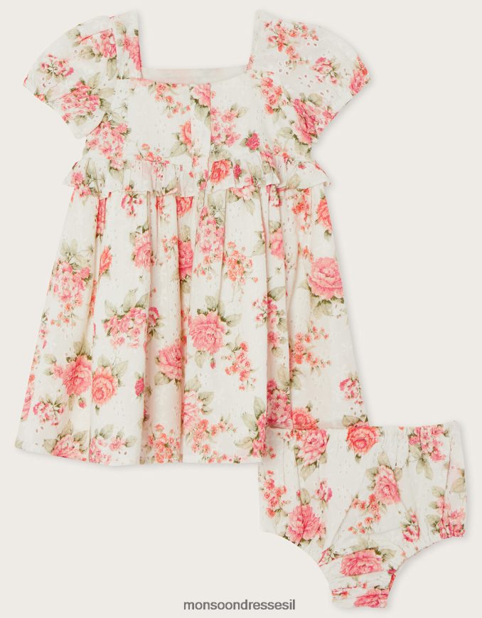 הַלבָּשָׁה Monsoon סט שמלת תחתונים ותחתונים פרחוני ורדים כתום (אלמוגים) יְלָדִים HTJ0TZ2171