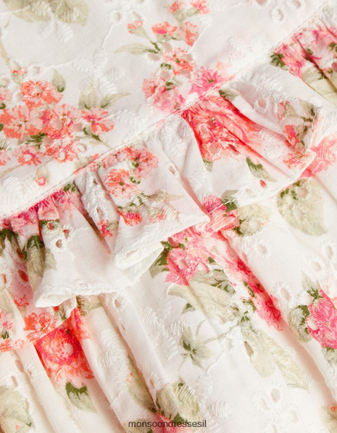 הַלבָּשָׁה Monsoon סט שמלת תחתונים ותחתונים פרחוני ורדים כתום (אלמוגים) יְלָדִים HTJ0TZ2171