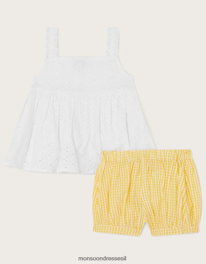 הַלבָּשָׁה Monsoon סט ברודרי לתינוקות צהוב ילדה HTJ0TZ2174