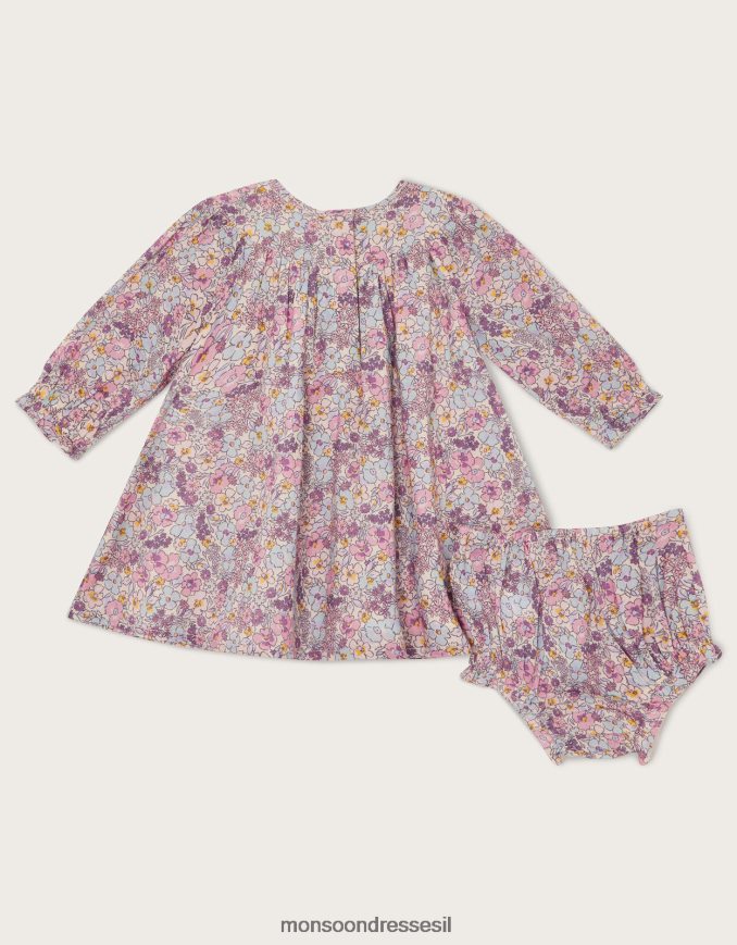 הַלבָּשָׁה Monsoon סט שמלות עם הדפס דיזי שזה עתה נולד סגול (לילך) יְלָדִים HTJ0TZ2176