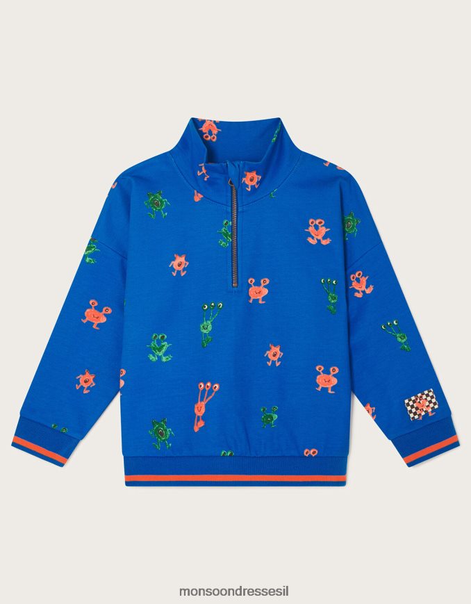 הַלבָּשָׁה Monsoon סוודר סוודר מפלצת חצי רוכסן כְּחוֹל יֶלֶד HTJ0TZ2196