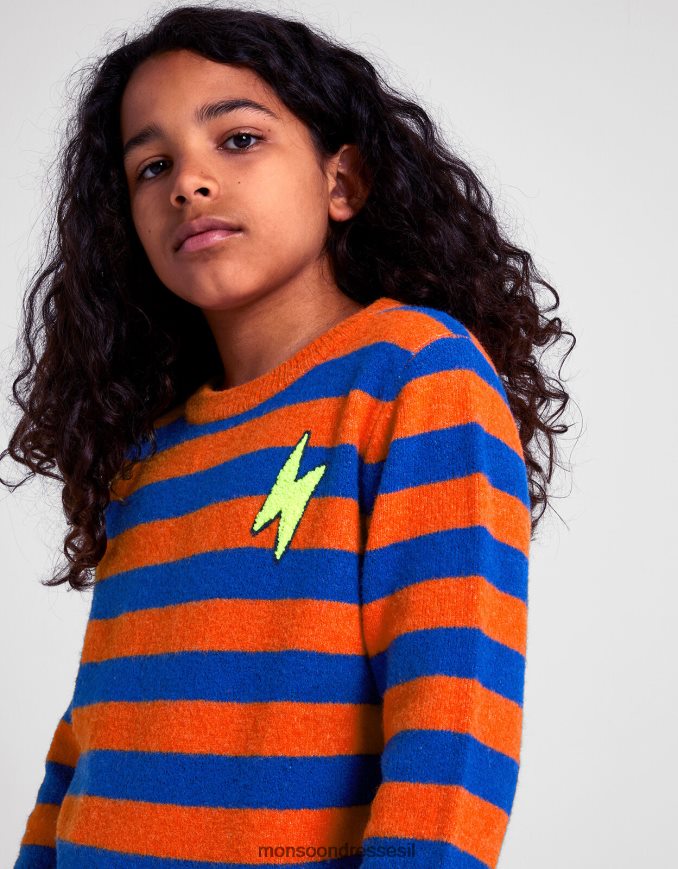 הַלבָּשָׁה Monsoon מגשר בסריג פסים תפוז יֶלֶד HTJ0TZ2200