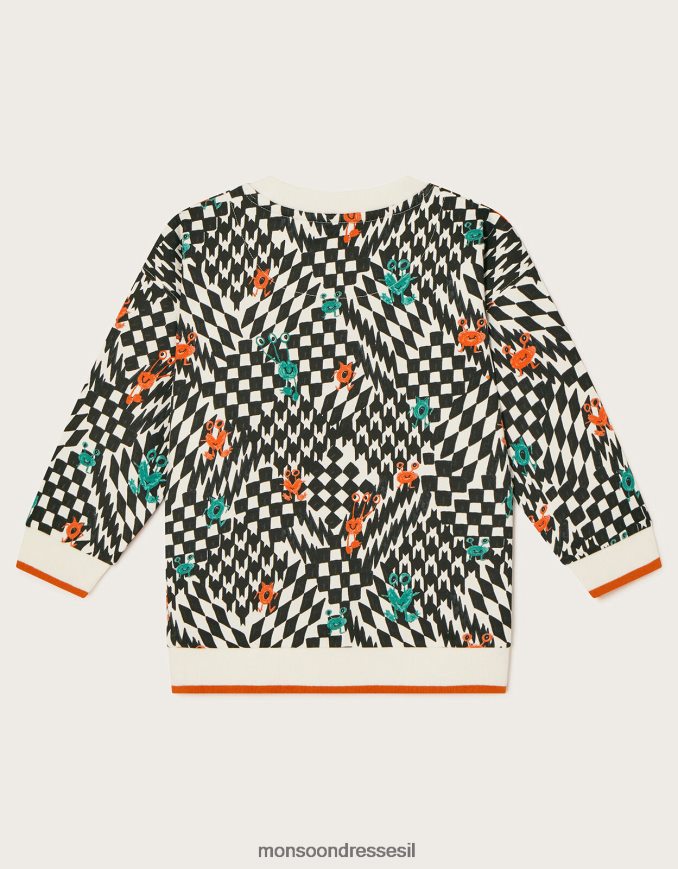 הַלבָּשָׁה Monsoon סווטשירט סקייטר בהדפס מפלצת שֶׁנהָב יֶלֶד HTJ0TZ2201