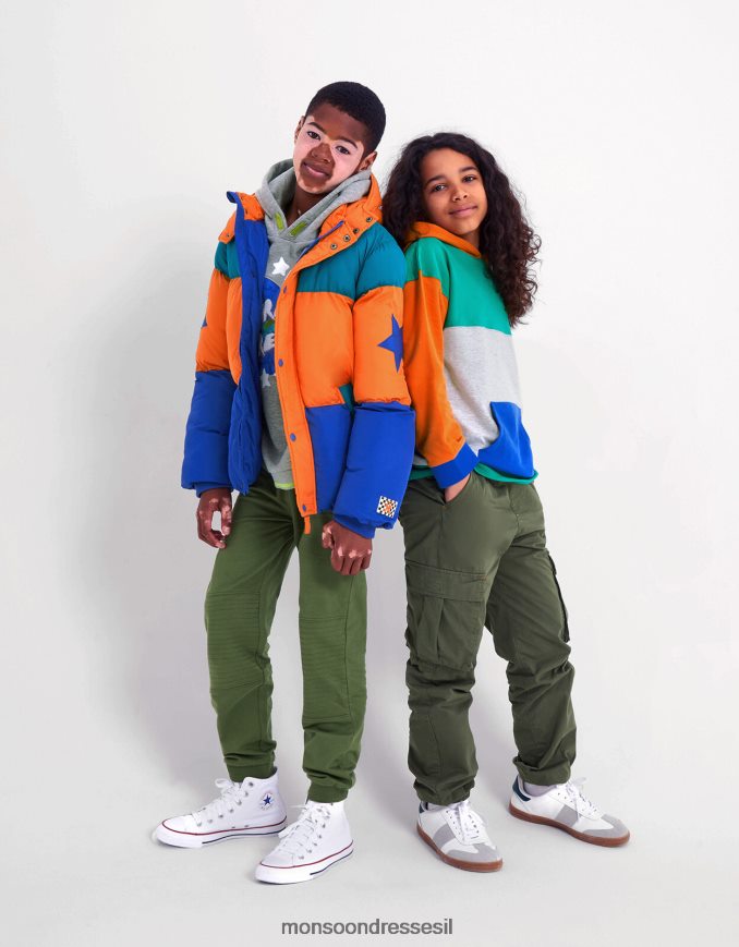 הַלבָּשָׁה Monsoon מעיל פופר בלוק צבעוני רַב יֶלֶד HTJ0TZ2203