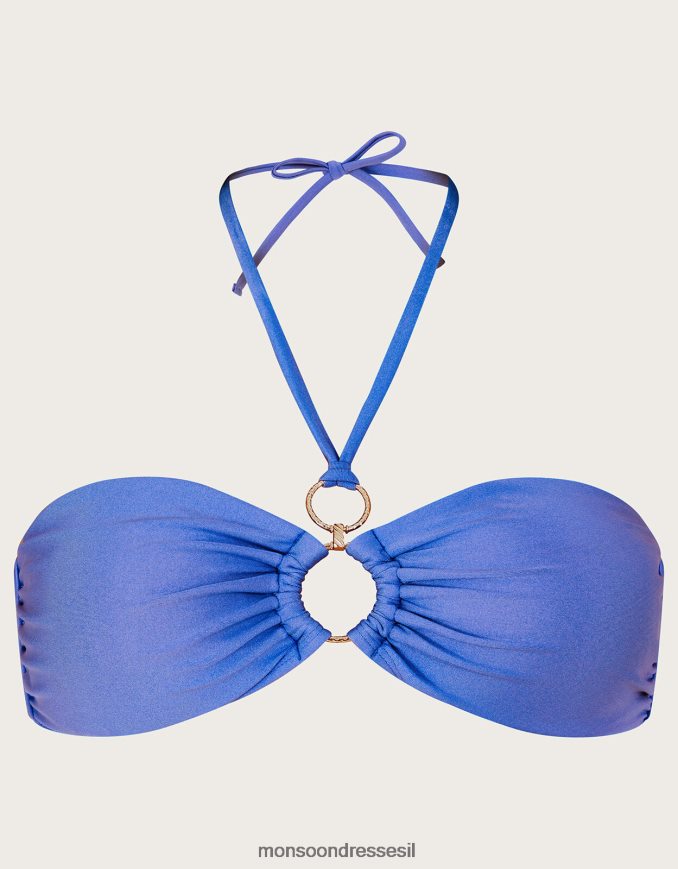 הַלבָּשָׁה Monsoon טופ ביקיני רגיל עם פרט טבעת עם פוליאסטר ממוחזר כְּחוֹל נשים HTJ0TZ220