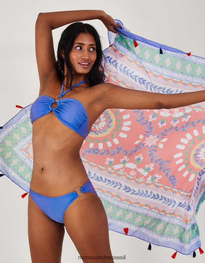 הַלבָּשָׁה Monsoon תחתוני ביקיני רגילים עם פירוט טבעת עם פוליאסטר ממוחזר כְּחוֹל נשים HTJ0TZ221