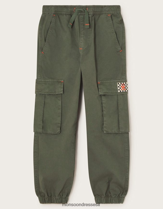 הַלבָּשָׁה Monsoon למשוך מכנסי מטען ירוק (חאקי) יְלָדִים HTJ0TZ2212