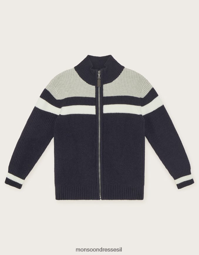 הַלבָּשָׁה Monsoon ז'קט סרוג עם רוכסן כחול (צי) יֶלֶד HTJ0TZ2217