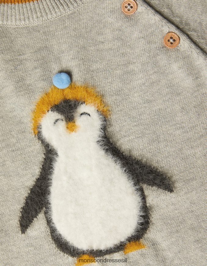 הַלבָּשָׁה Monsoon חליפת שינה רכה של פינגווין אפור יְלָדִים HTJ0TZ2218