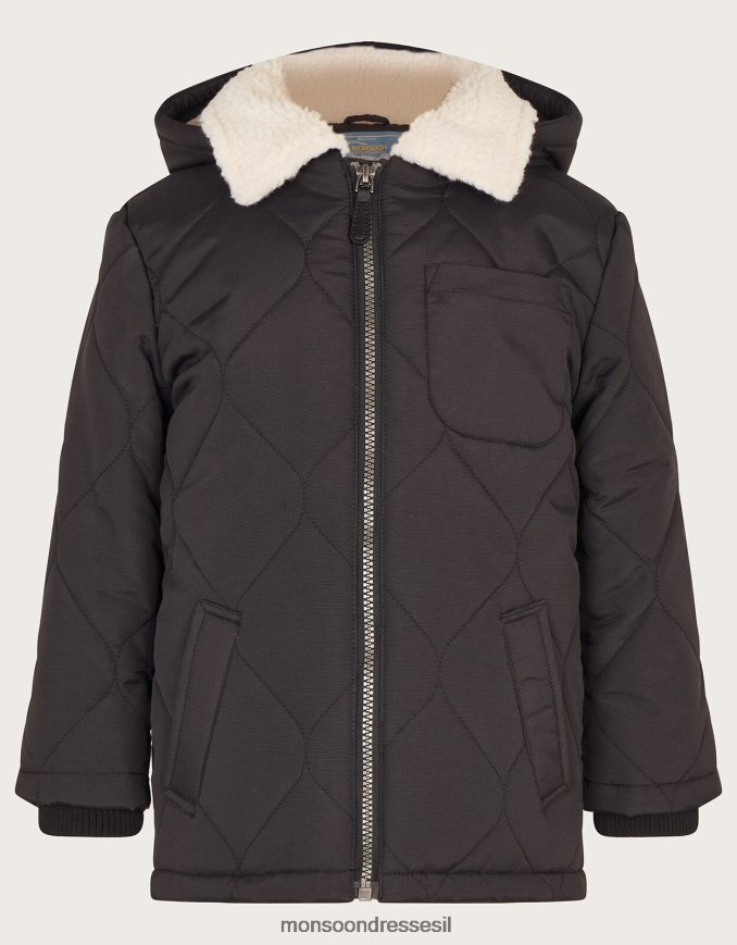 הַלבָּשָׁה Monsoon מעיל בורג מרופד שָׁחוֹר יֶלֶד HTJ0TZ2230