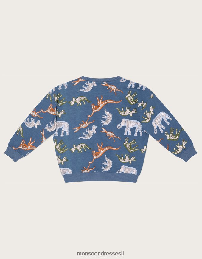 הַלבָּשָׁה Monsoon סווטשירט בהדפס דינוזאורים זוהר בכהה כְּחוֹל יֶלֶד HTJ0TZ2237