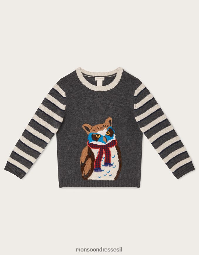 הַלבָּשָׁה Monsoon מגשר אפליקציית ינשוף במרקם אפור יֶלֶד HTJ0TZ2242