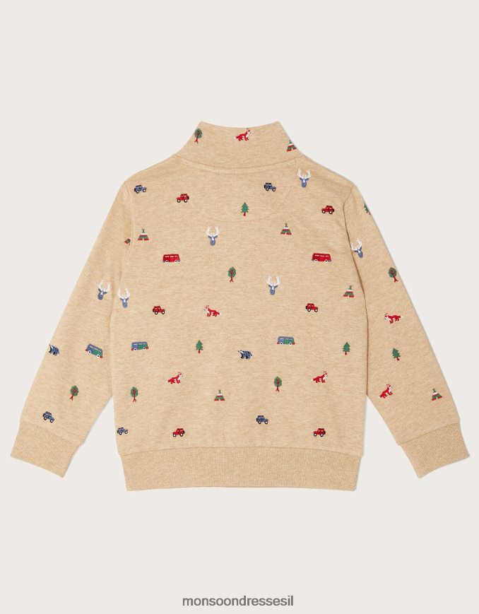 הַלבָּשָׁה Monsoon סוודר צווארון רוכסן רקום אבן טבעית) יֶלֶד HTJ0TZ2245