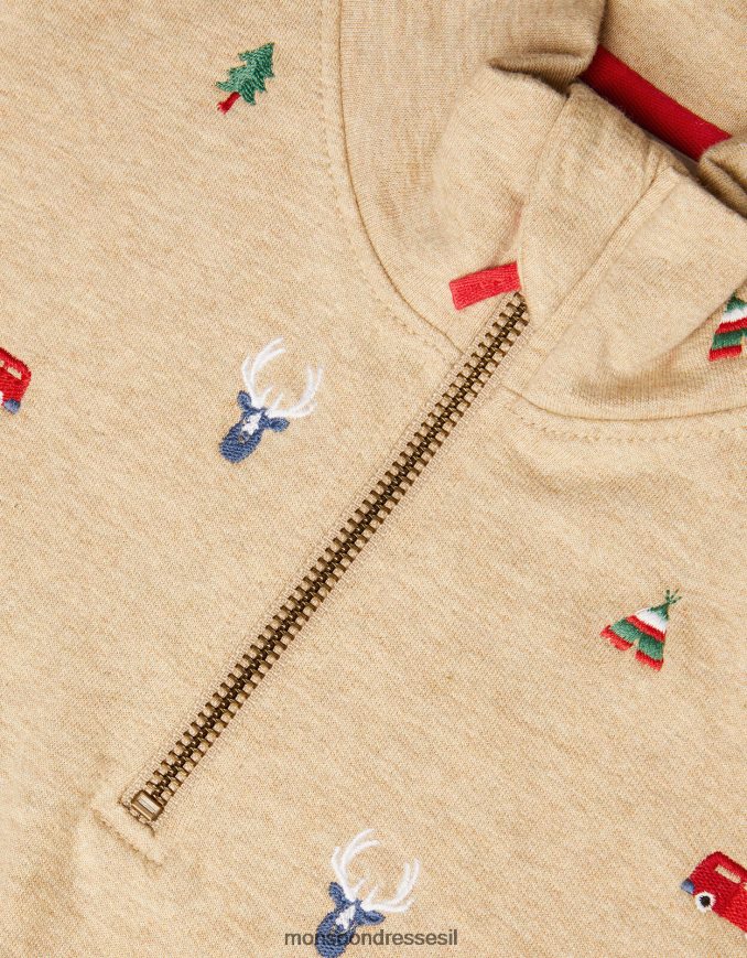 הַלבָּשָׁה Monsoon סוודר צווארון רוכסן רקום אבן טבעית) יֶלֶד HTJ0TZ2245