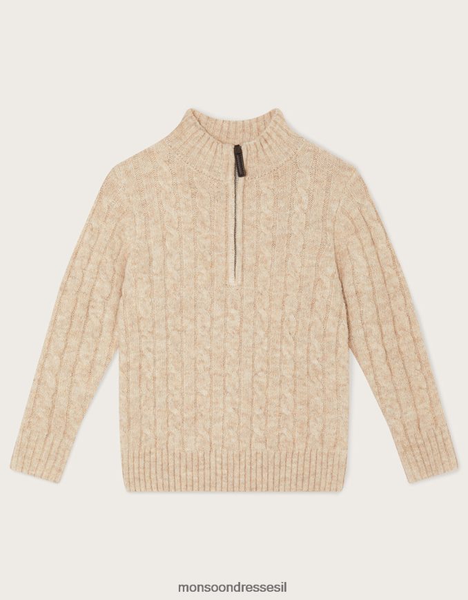 הַלבָּשָׁה Monsoon מגשר חצי רוכסן סרוג בכבלים אבן טבעית) יֶלֶד HTJ0TZ2246