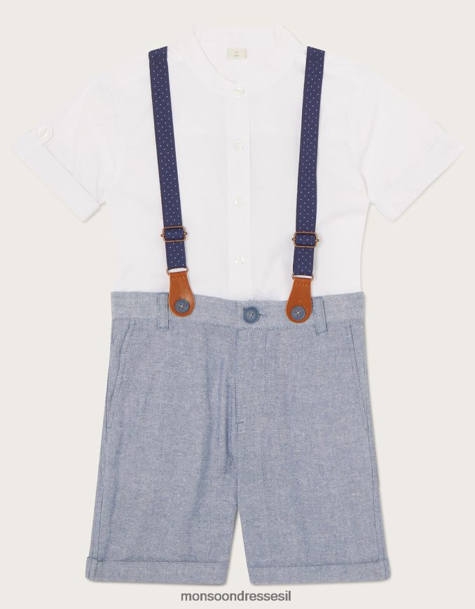 הַלבָּשָׁה Monsoon סט פלטה ומכנסיים קצרים של נתן שלושה חלקים כְּחוֹל יֶלֶד HTJ0TZ2256