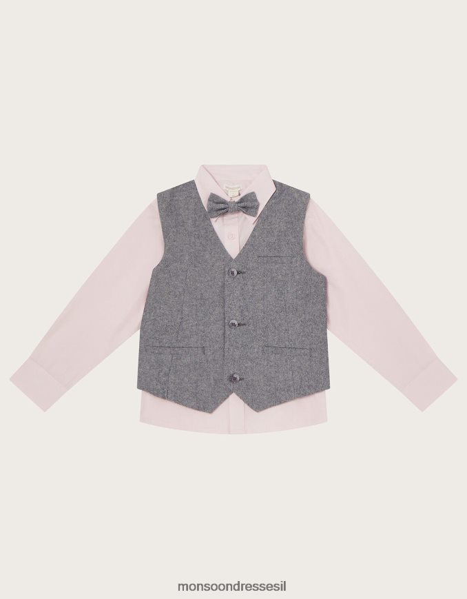 הַלבָּשָׁה Monsoon סט חולצות וחולצות שלושה חלקים אפור יֶלֶד HTJ0TZ2263