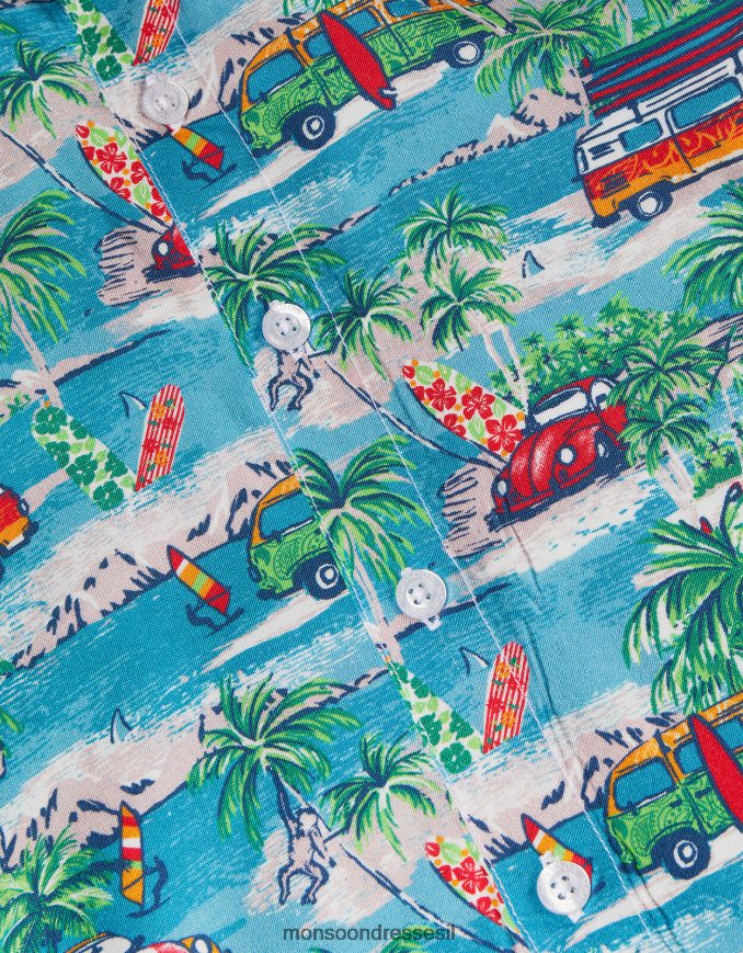 הַלבָּשָׁה Monsoon חולצה קז'ואל מאוירת של קמפרוואן כְּחוֹל יֶלֶד HTJ0TZ2276