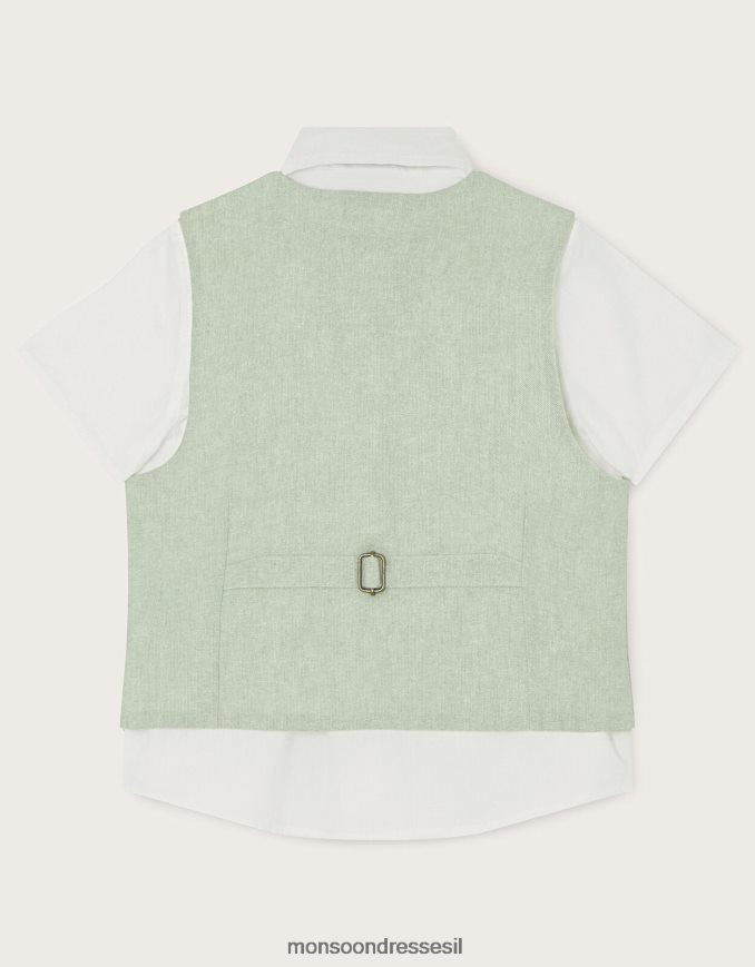 הַלבָּשָׁה Monsoon סט חולצות שלושה חלקים, עניבת פרפר וחולצות שרוולים קצרים ירוק יֶלֶד HTJ0TZ2277