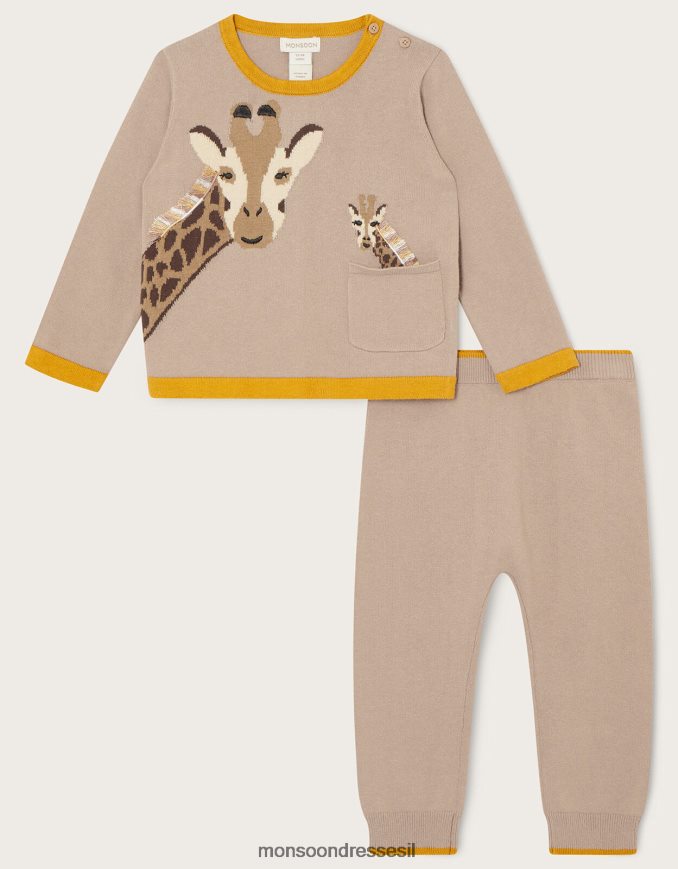 הַלבָּשָׁה Monsoon סט סרוג ג'ירפה שזה עתה נולד גמל (שיבולת שועל) יְלָדִים HTJ0TZ2281