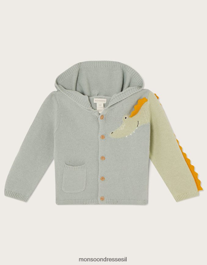 הַלבָּשָׁה Monsoon קרדיגן קפוצ'ון של תנין שזה עתה נולד ירוק יְלָדִים HTJ0TZ2283