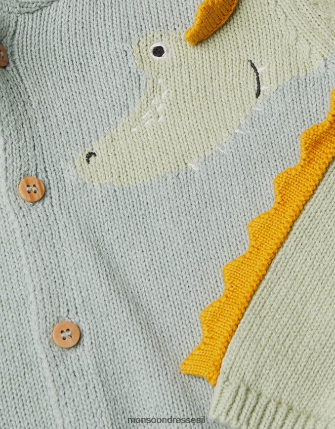 הַלבָּשָׁה Monsoon קרדיגן קפוצ'ון של תנין שזה עתה נולד ירוק יְלָדִים HTJ0TZ2283