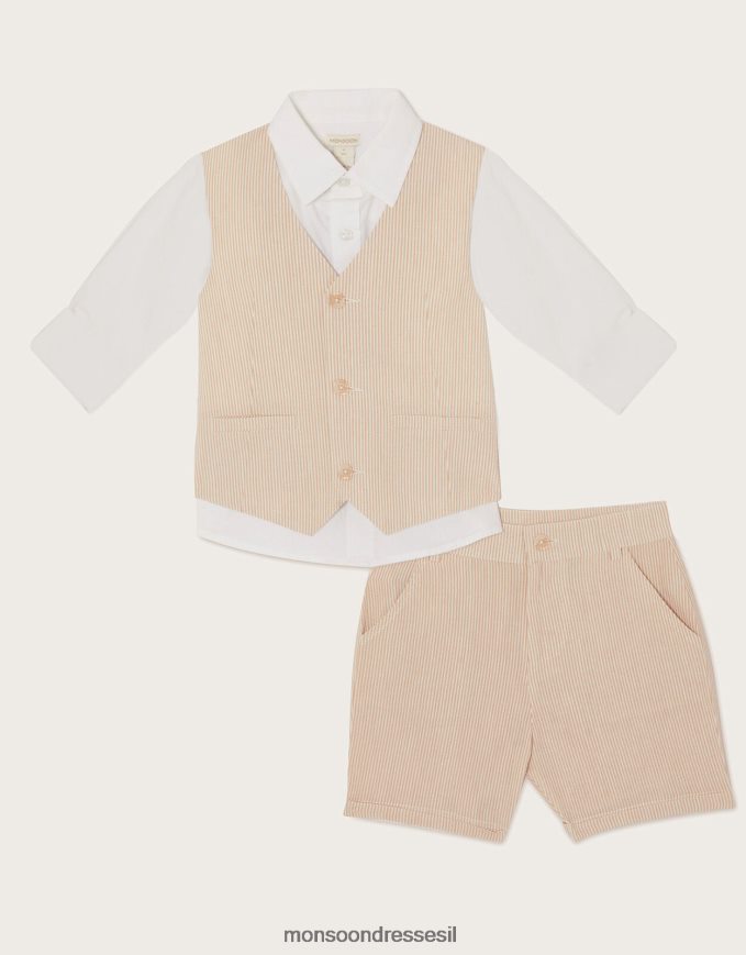 הַלבָּשָׁה Monsoon חליפת שלושה חלקים של קופר עם מכנסיים קצרים אבן טבעית) יֶלֶד HTJ0TZ2285