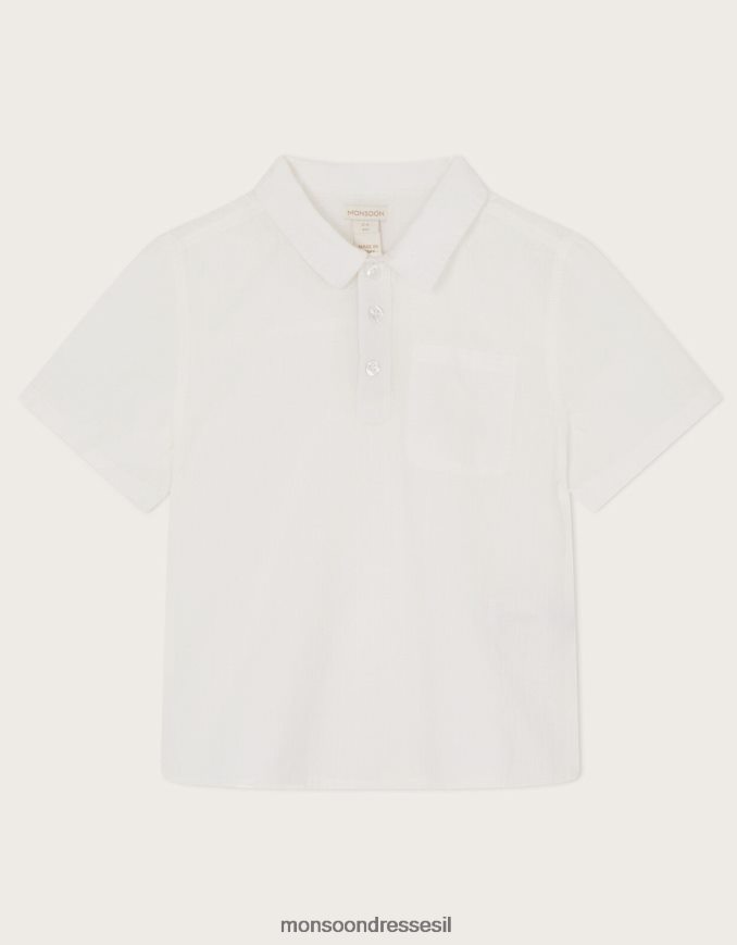 הַלבָּשָׁה Monsoon חולצת סלאב עם חצי כיס שֶׁנהָב יֶלֶד HTJ0TZ2288