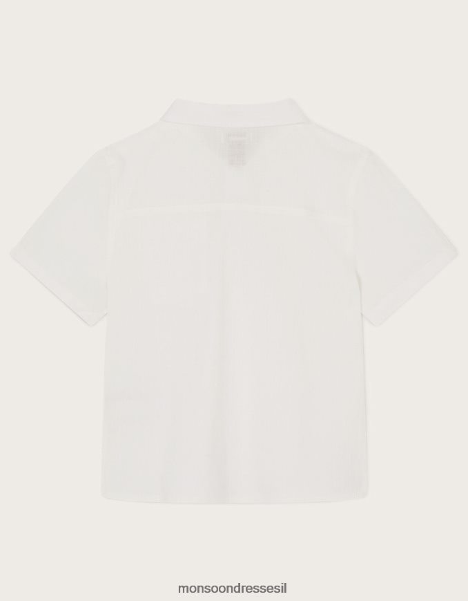 הַלבָּשָׁה Monsoon חולצת סלאב עם חצי כיס שֶׁנהָב יֶלֶד HTJ0TZ2288