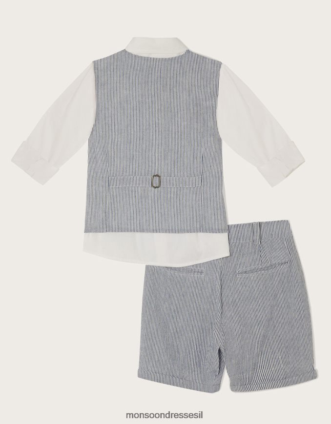 הַלבָּשָׁה Monsoon חליפת שלושה חלקים של קופר עם מכנסיים קצרים כחול (כחול בהיר) יֶלֶד HTJ0TZ2289