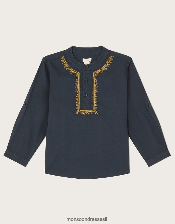 הַלבָּשָׁה Monsoon חולצת ארוכות רקומה של קורטה כחול (צי) יֶלֶד HTJ0TZ2290