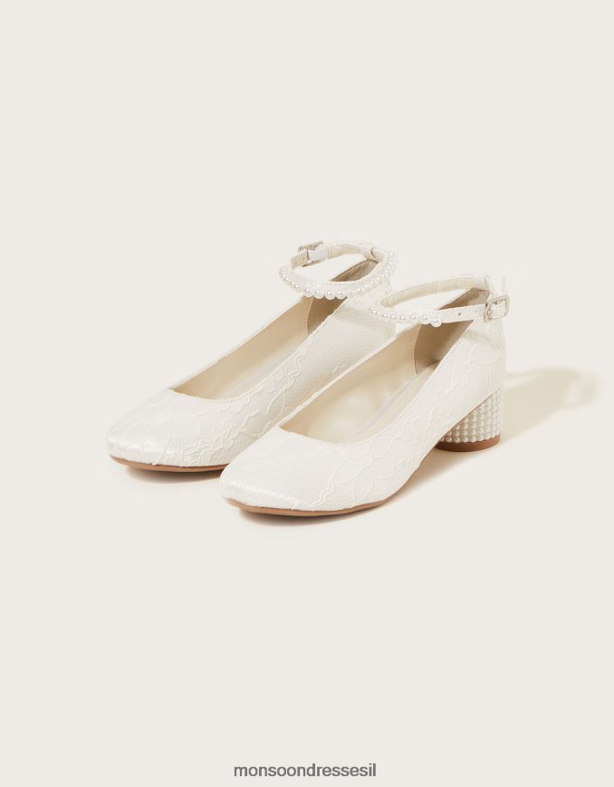 הַנעָלָה Monsoon עקבי פנינה תחרה שֶׁנהָב ילדה HTJ0TZ2293