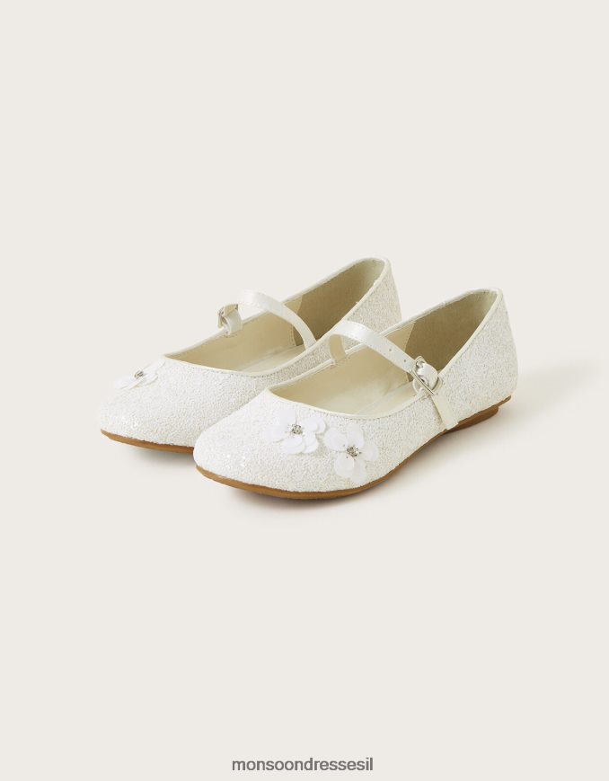 הַנעָלָה Monsoon נצנצים פרח נצנצים בלרינה דירות שֶׁנהָב ילדה HTJ0TZ2298