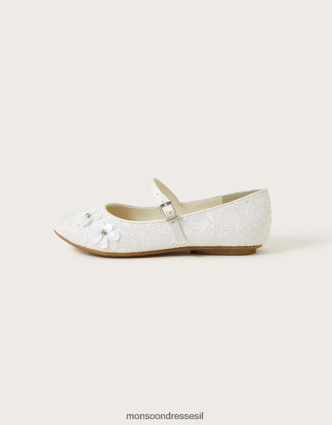 הַנעָלָה Monsoon נצנצים פרח נצנצים בלרינה דירות שֶׁנהָב ילדה HTJ0TZ2298