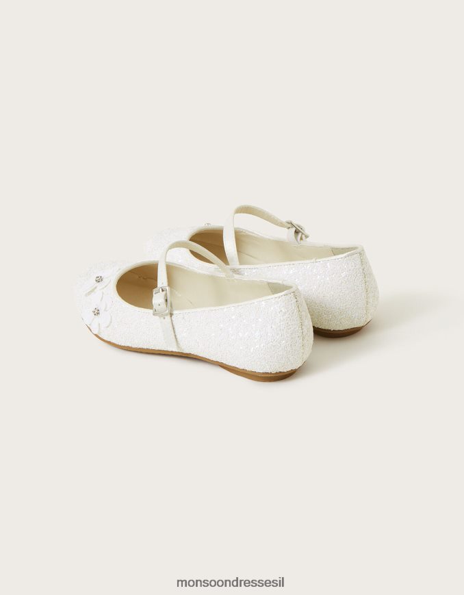 הַנעָלָה Monsoon נצנצים פרח נצנצים בלרינה דירות שֶׁנהָב ילדה HTJ0TZ2298