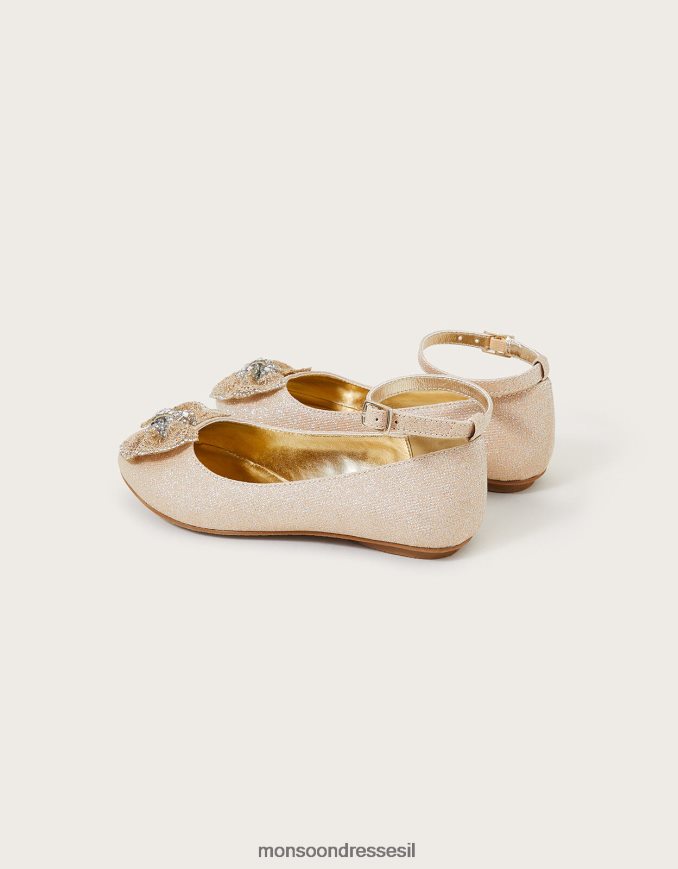 הַנעָלָה Monsoon פולי שימר קשת בלרינה דירות זהב ילדה HTJ0TZ2299