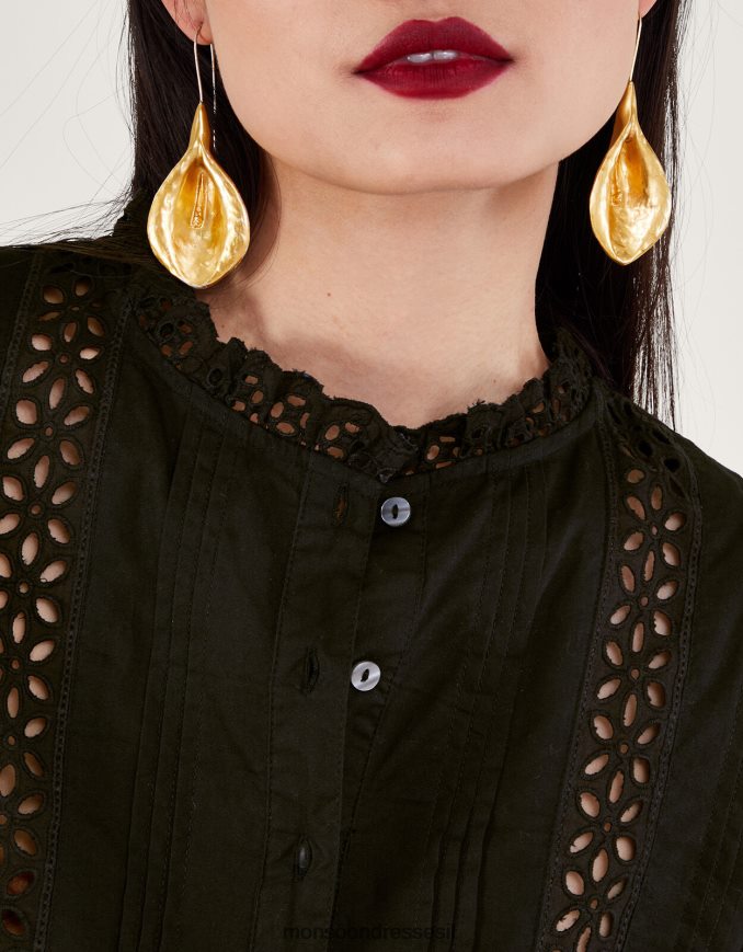 הַלבָּשָׁה Monsoon חולצת ברודרי שָׁחוֹר נשים HTJ0TZ22