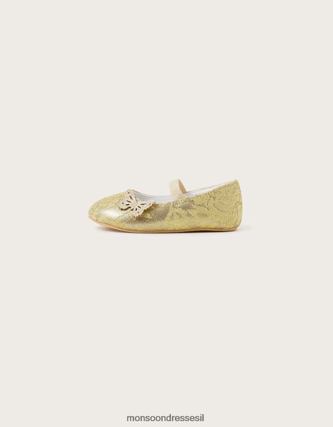 הַנעָלָה Monsoon נעלי הליכון פרפר תחרה זהב זהב יְלָדִים HTJ0TZ2300