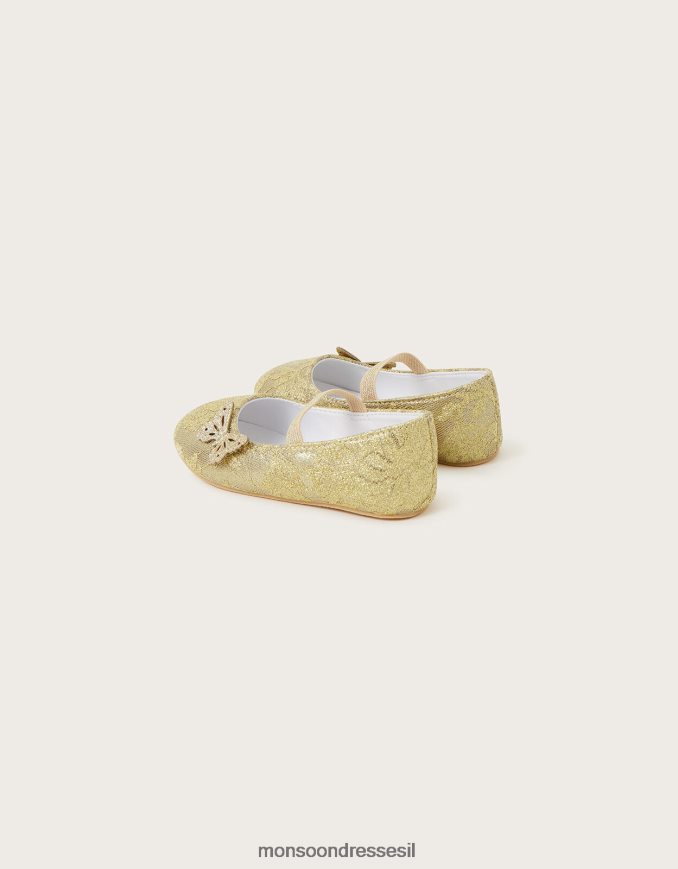 הַנעָלָה Monsoon נעלי הליכון פרפר תחרה זהב זהב יְלָדִים HTJ0TZ2300