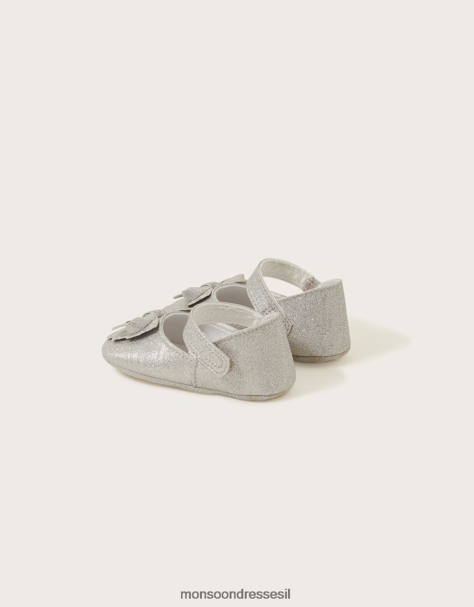 הַנעָלָה Monsoon נעלי קשת נוצצות כסף יְלָדִים HTJ0TZ2302