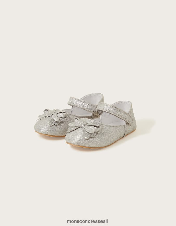 הַנעָלָה Monsoon נעלי הליכון קשת נוצצות בצבע כסף כסף יְלָדִים HTJ0TZ2303