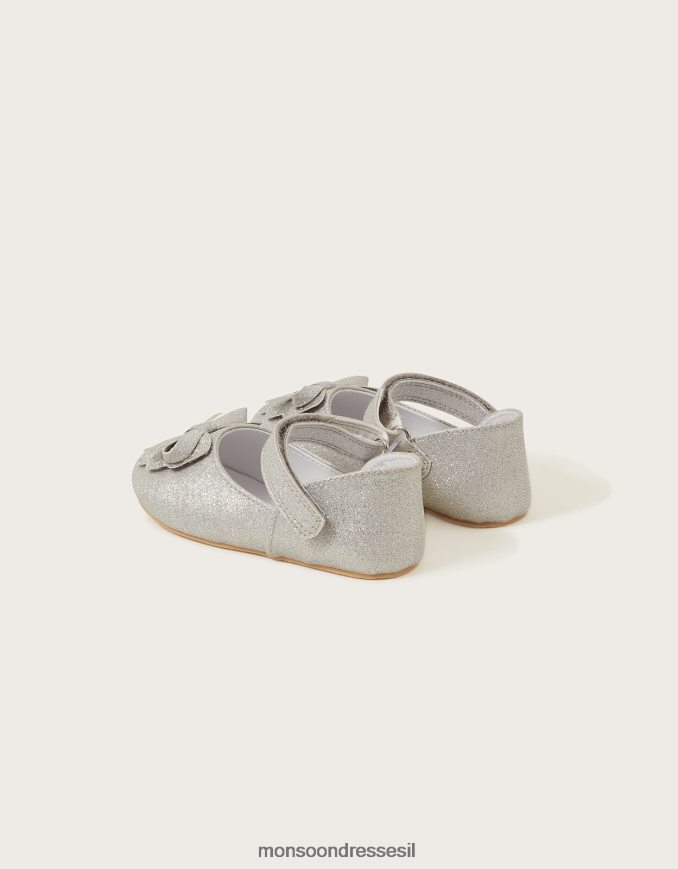 הַנעָלָה Monsoon נעלי הליכון קשת נוצצות בצבע כסף כסף יְלָדִים HTJ0TZ2303
