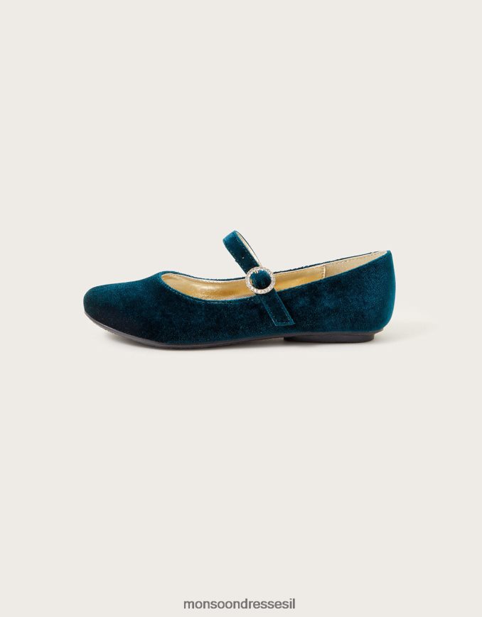 הַנעָלָה Monsoon דירות בלרינה מקטיפה יהלומים ירוק ילדה HTJ0TZ2309